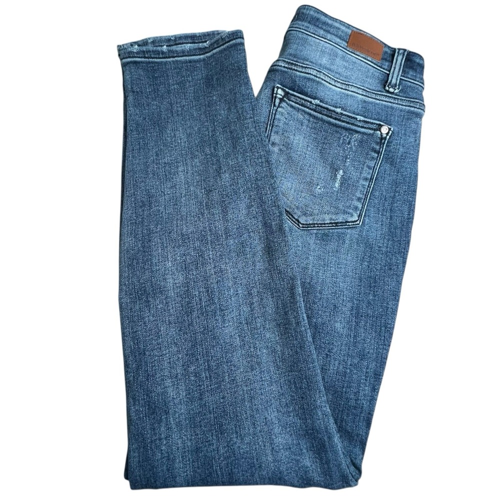 Judy Blue Womens 5/27 Boyfriend Fit Distressed Dark‎ Wash Mid Rise Stretch Jeans